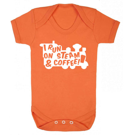I run on steam and coffee Baby Vest orange 18-24 months