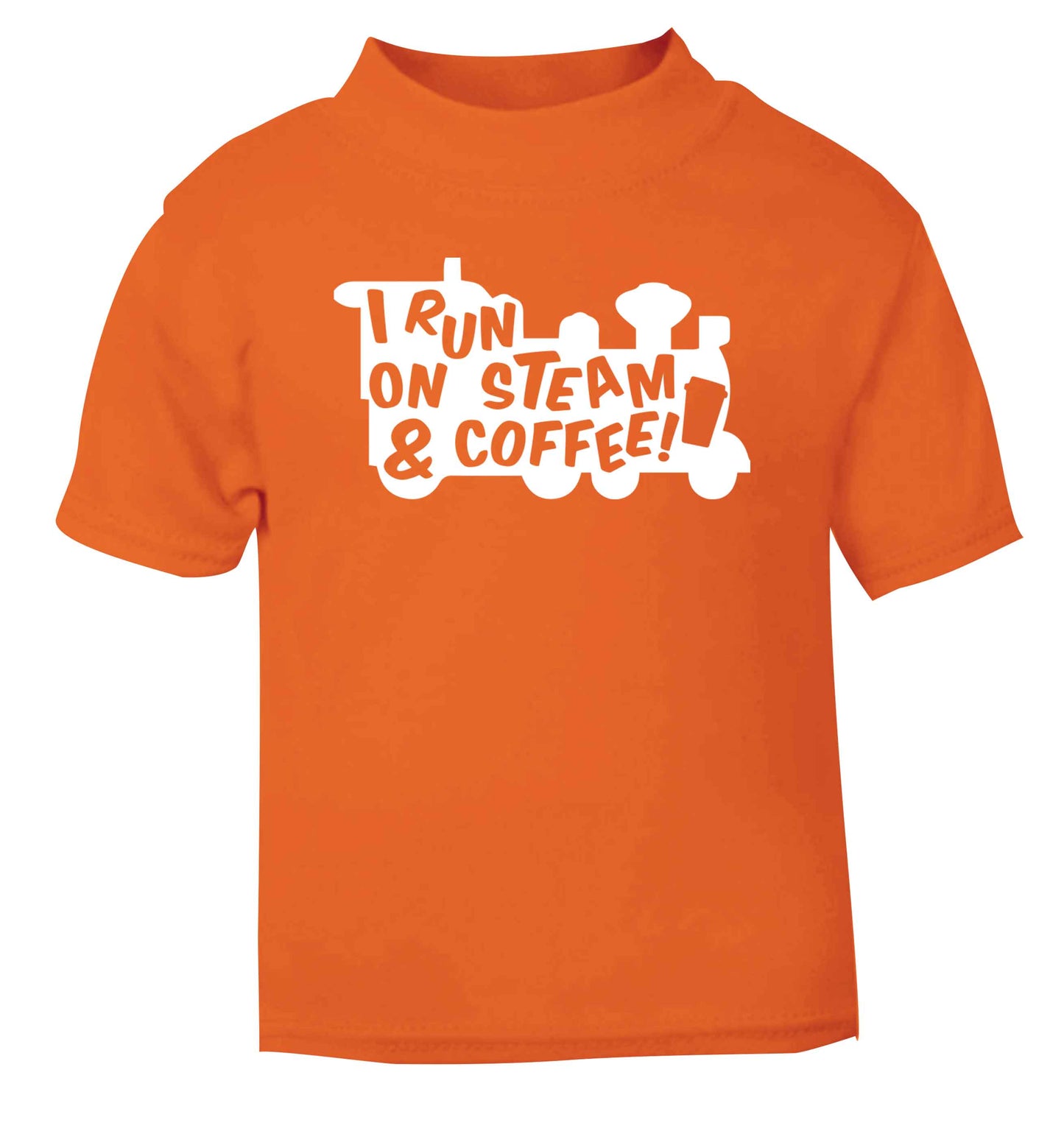I run on steam and coffee orange Baby Toddler Tshirt 2 Years