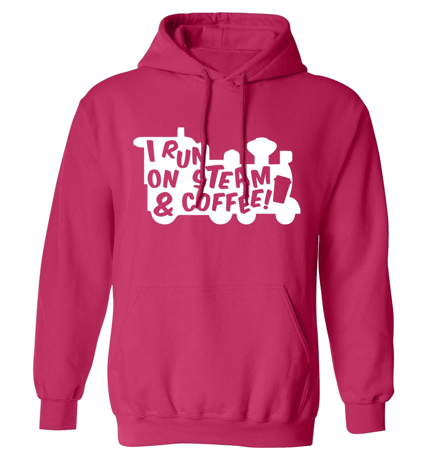 I run on steam and coffee adults unisex pink hoodie 2XL