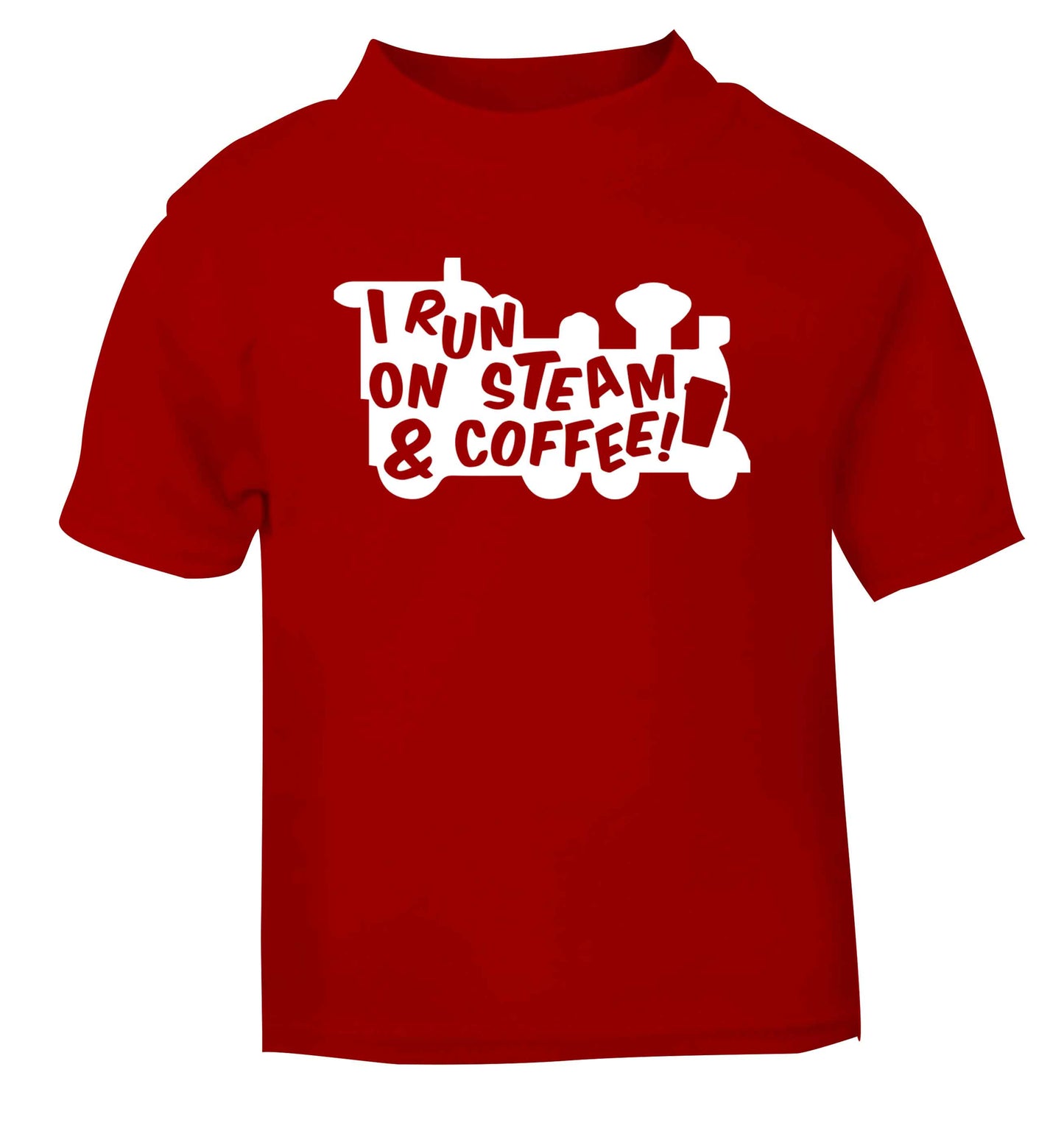 I run on steam and coffee red Baby Toddler Tshirt 2 Years