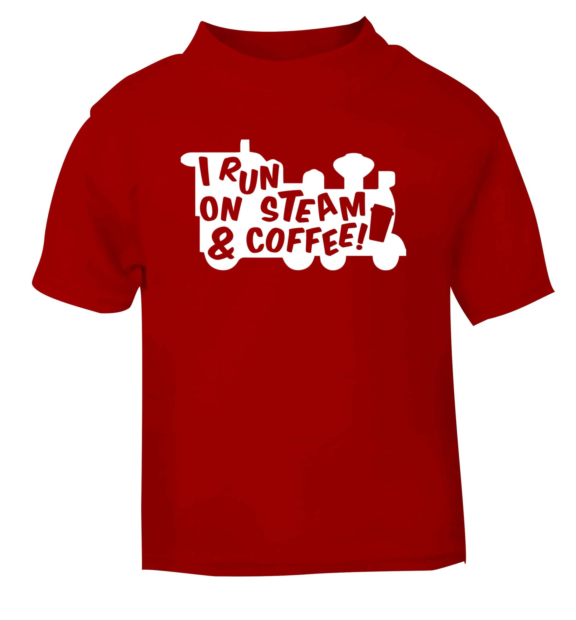 I run on steam and coffee red Baby Toddler Tshirt 2 Years
