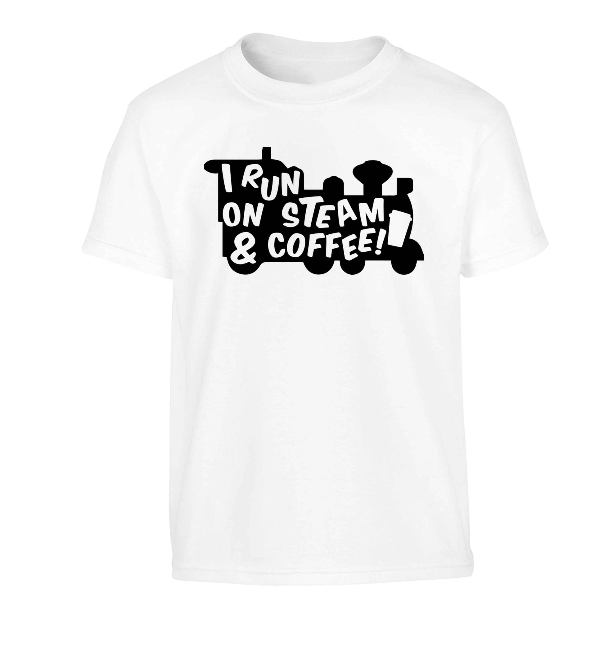 I run on steam and coffee Children's white Tshirt 12-13 Years