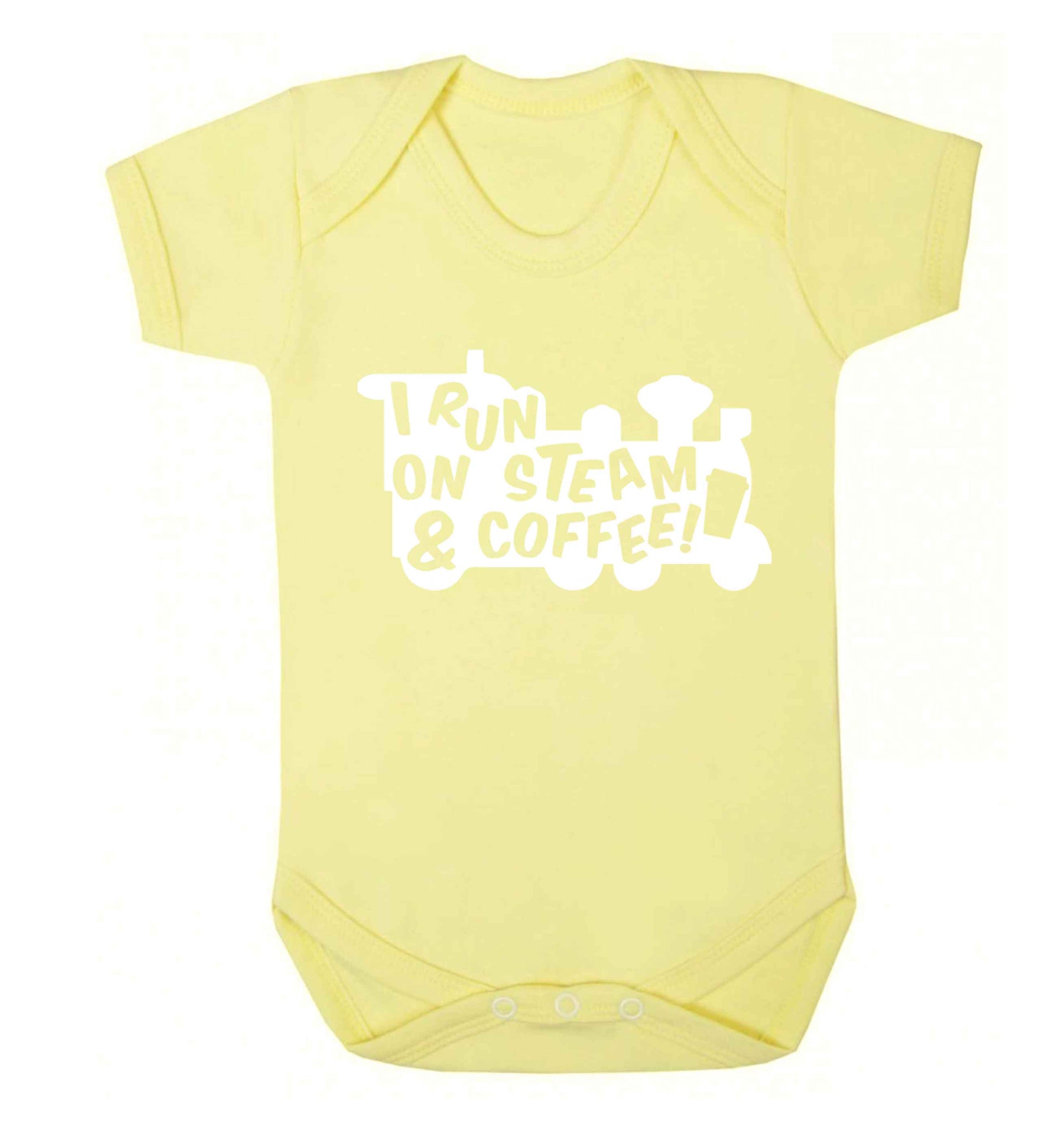 I run on steam and coffee Baby Vest pale yellow 18-24 months