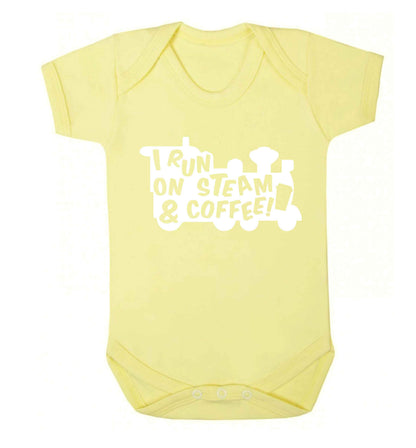 I run on steam and coffee Baby Vest pale yellow 18-24 months