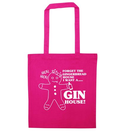 Forget the gingerbread house I want a gin house pink tote bag