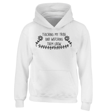 Teaching my tribe and watching them grow children's white hoodie 12-13 Years