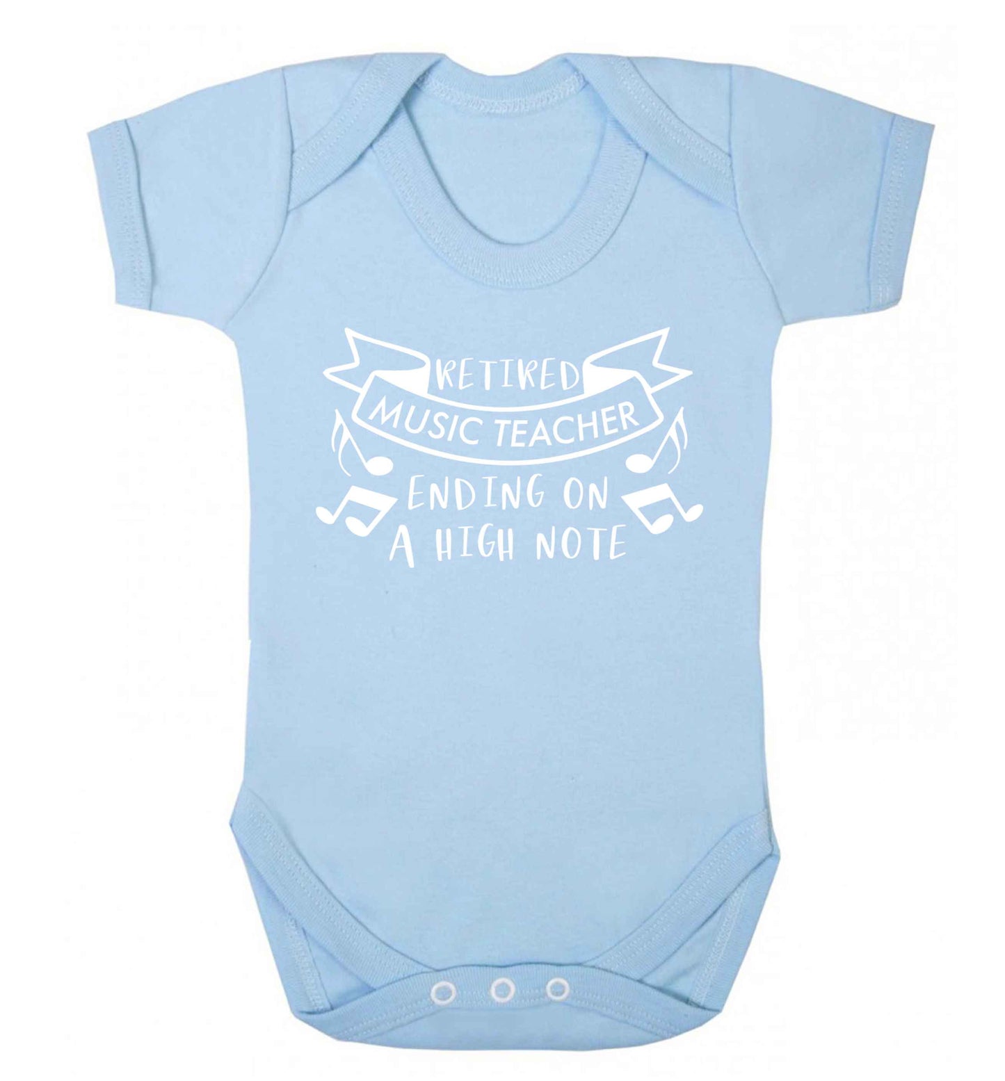 Retired music teacher ending on a high note Baby Vest pale blue 18-24 months