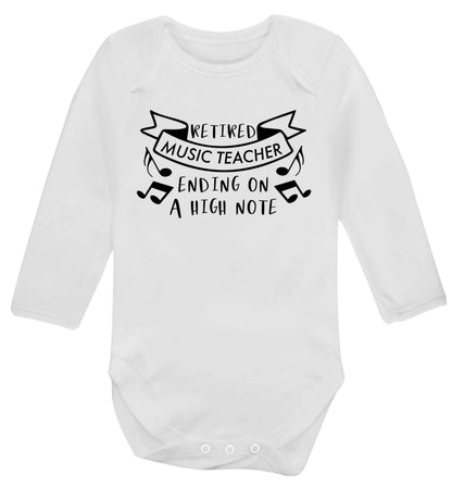 Retired music teacher ending on a high note Baby Vest long sleeved white 6-12 months