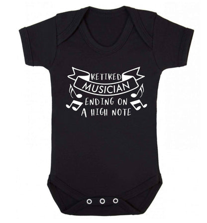 Retired musician ending on a high note Baby Vest black 18-24 months