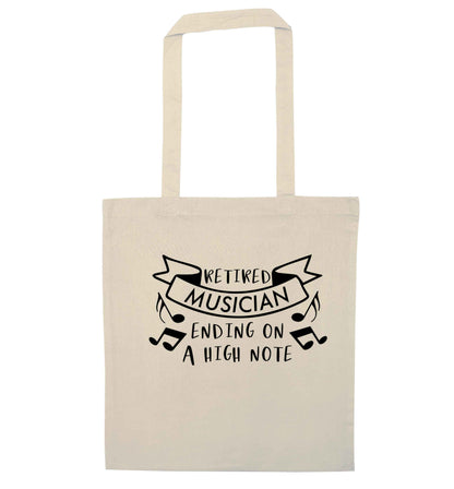 Retired musician ending on a high note natural tote bag