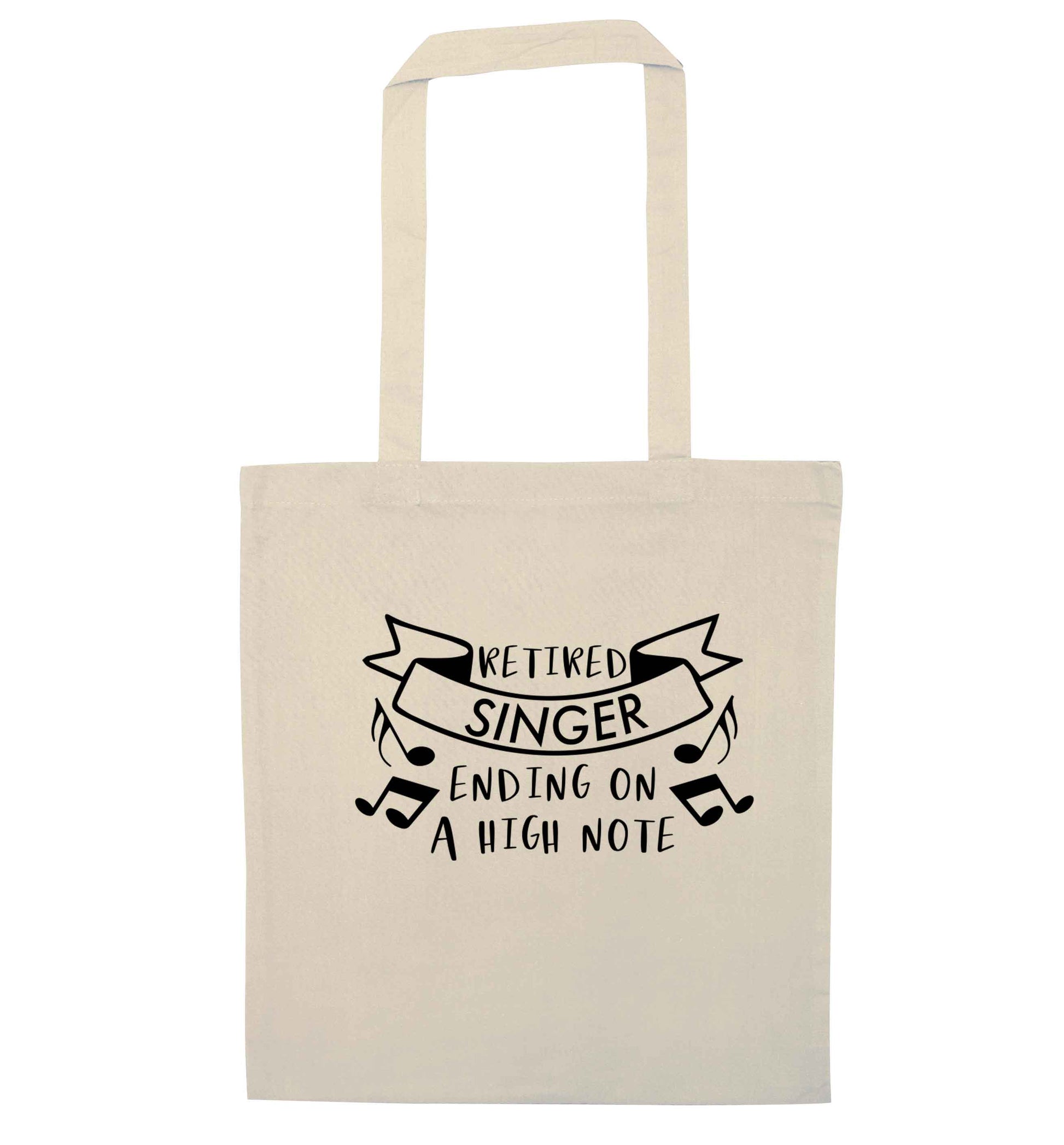 Retired singer ending on a high note natural tote bag