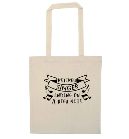 Retired singer ending on a high note natural tote bag