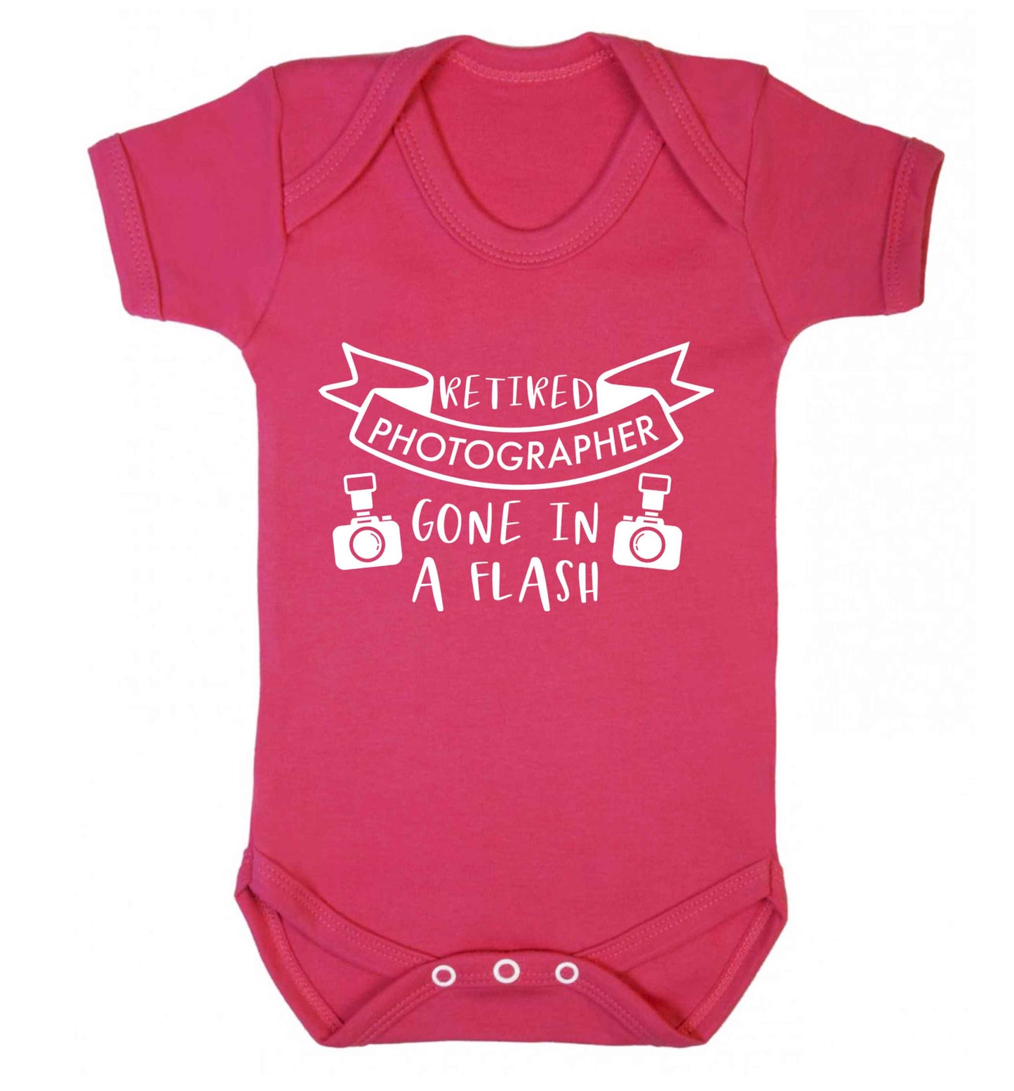 Retired photographer gone in a flash Baby Vest dark pink 18-24 months