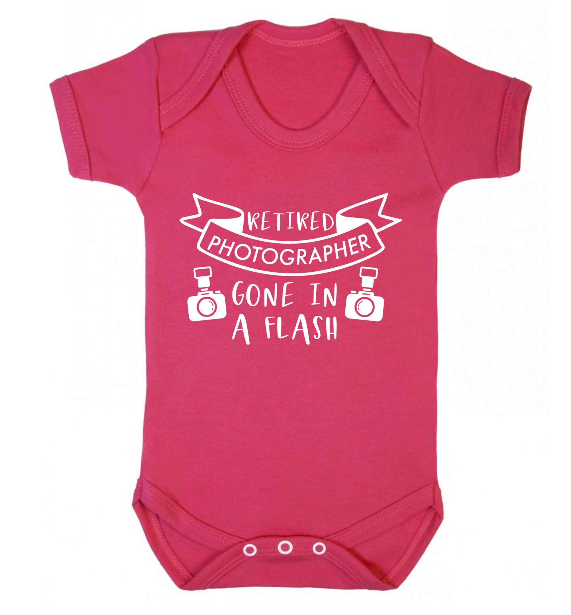 Retired photographer gone in a flash Baby Vest dark pink 18-24 months