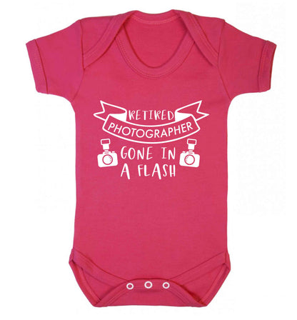 Retired photographer gone in a flash Baby Vest dark pink 18-24 months