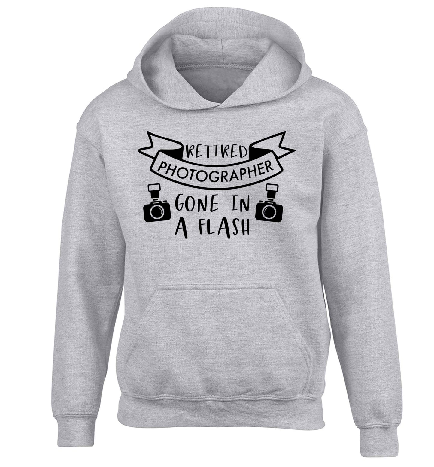 Retired photographer gone in a flash children's grey hoodie 12-13 Years