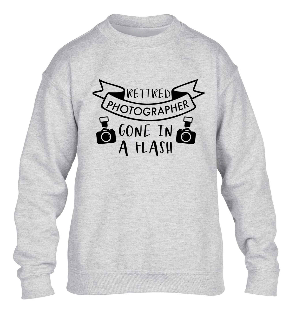 Retired photographer gone in a flash children's grey sweater 12-13 Years