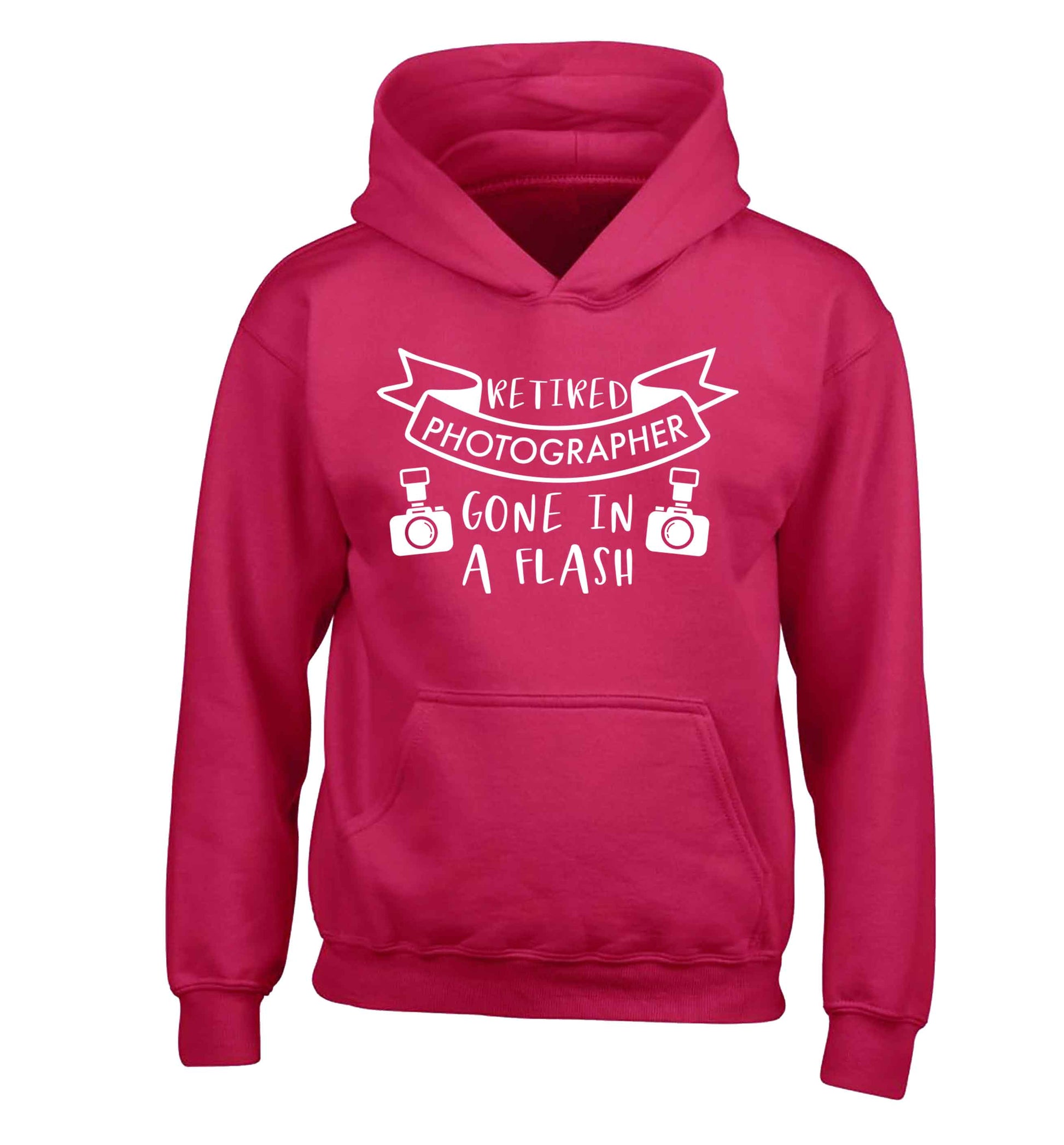 Retired photographer gone in a flash children's pink hoodie 12-13 Years