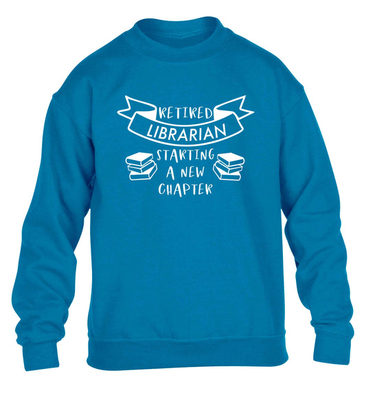 Retired librarian keep your hair on children's blue sweater 12-13 Years