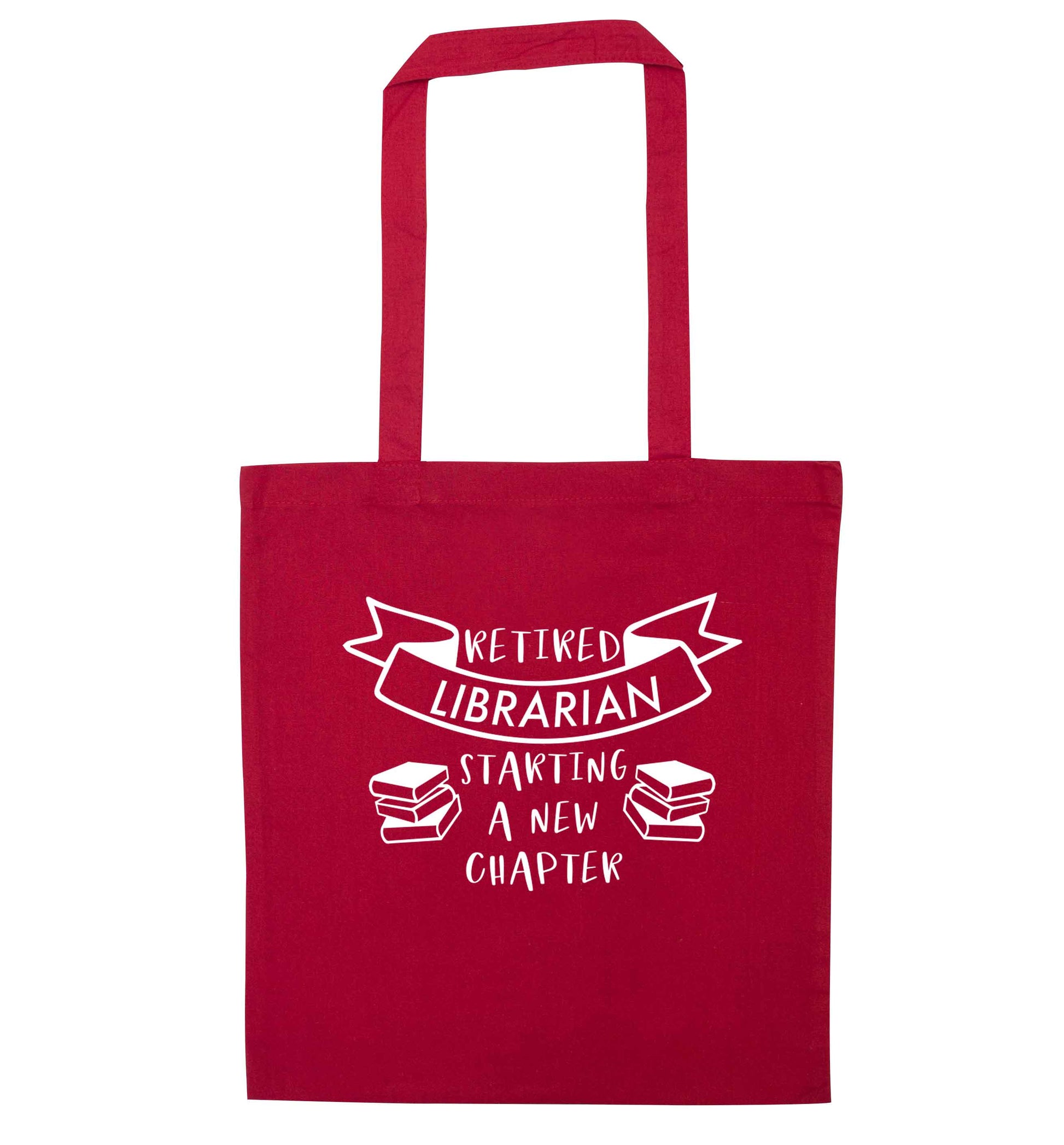 Retired librarian keep your hair on red tote bag