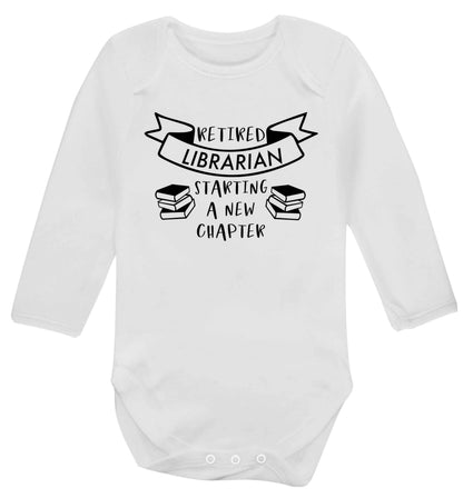 Retired librarian keep your hair on Baby Vest long sleeved white 6-12 months