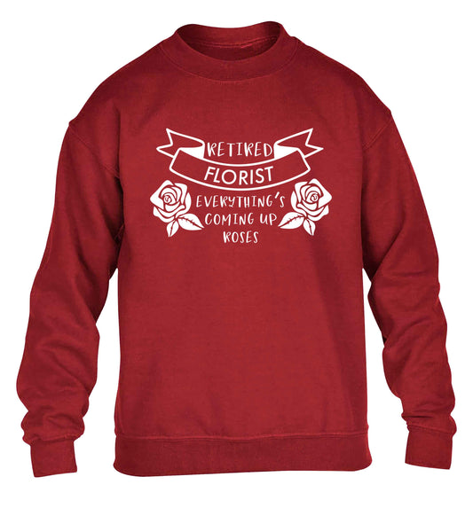 Retired florist everything's coming up roses children's grey sweater 12-13 Years