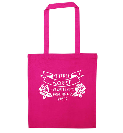 Retired florist everything's coming up roses pink tote bag