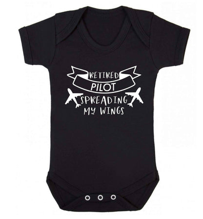 Retired pilot spreading my wings Baby Vest black 18-24 months