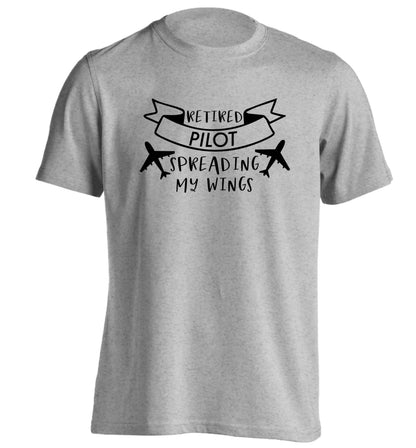 Retired pilot spreading my wings adults unisex grey Tshirt 2XL