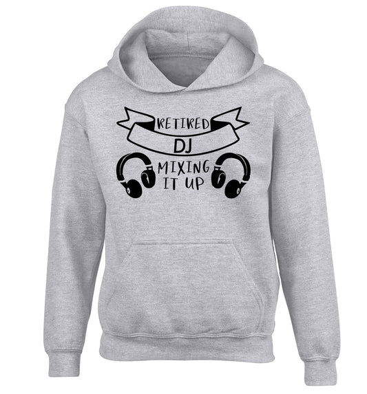 Retired DJ mixing it up children's grey hoodie 12-13 Years