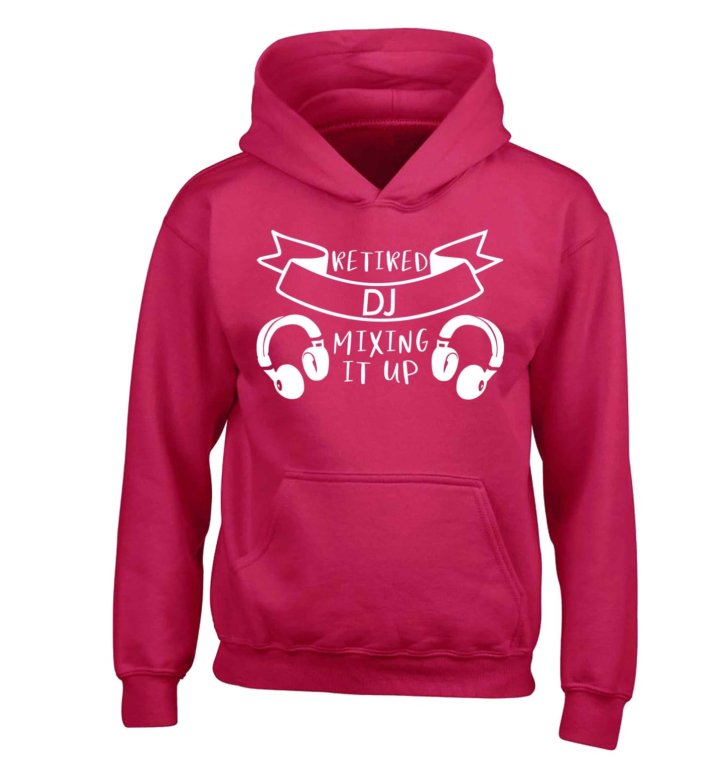 Retired DJ mixing it up children's pink hoodie 12-13 Years