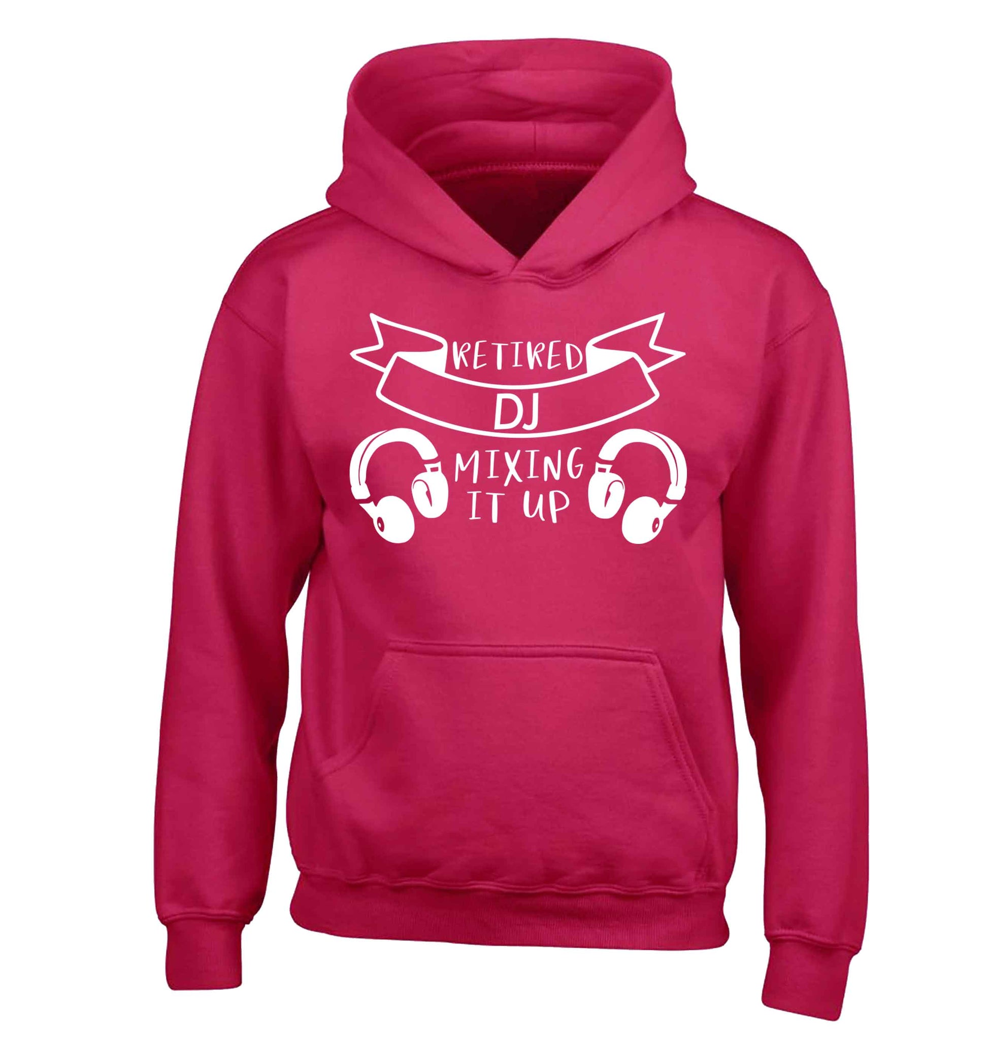 Retired DJ mixing it up children's pink hoodie 12-13 Years
