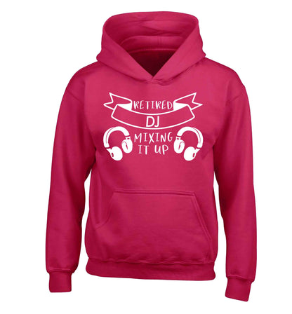 Retired DJ mixing it up children's pink hoodie 12-13 Years