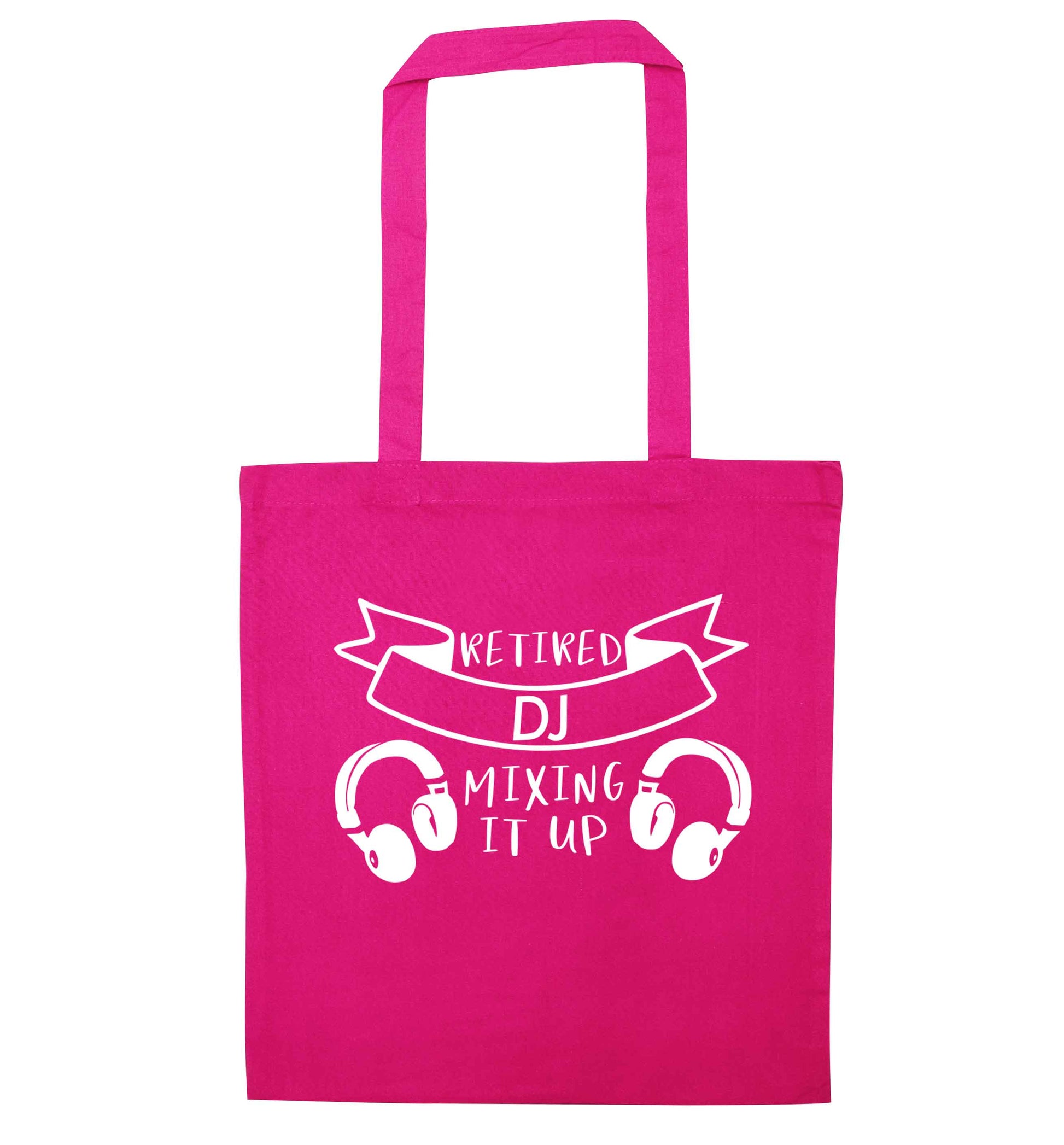 Retired DJ mixing it up pink tote bag
