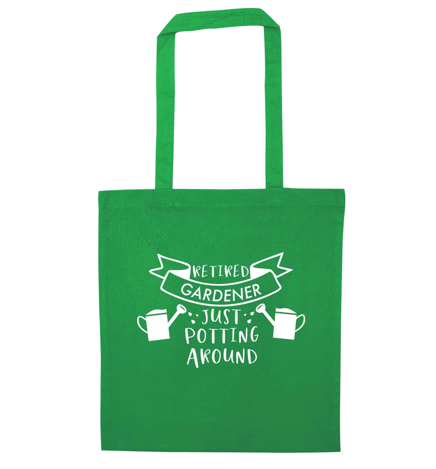 Retired gardener just potting around green tote bag