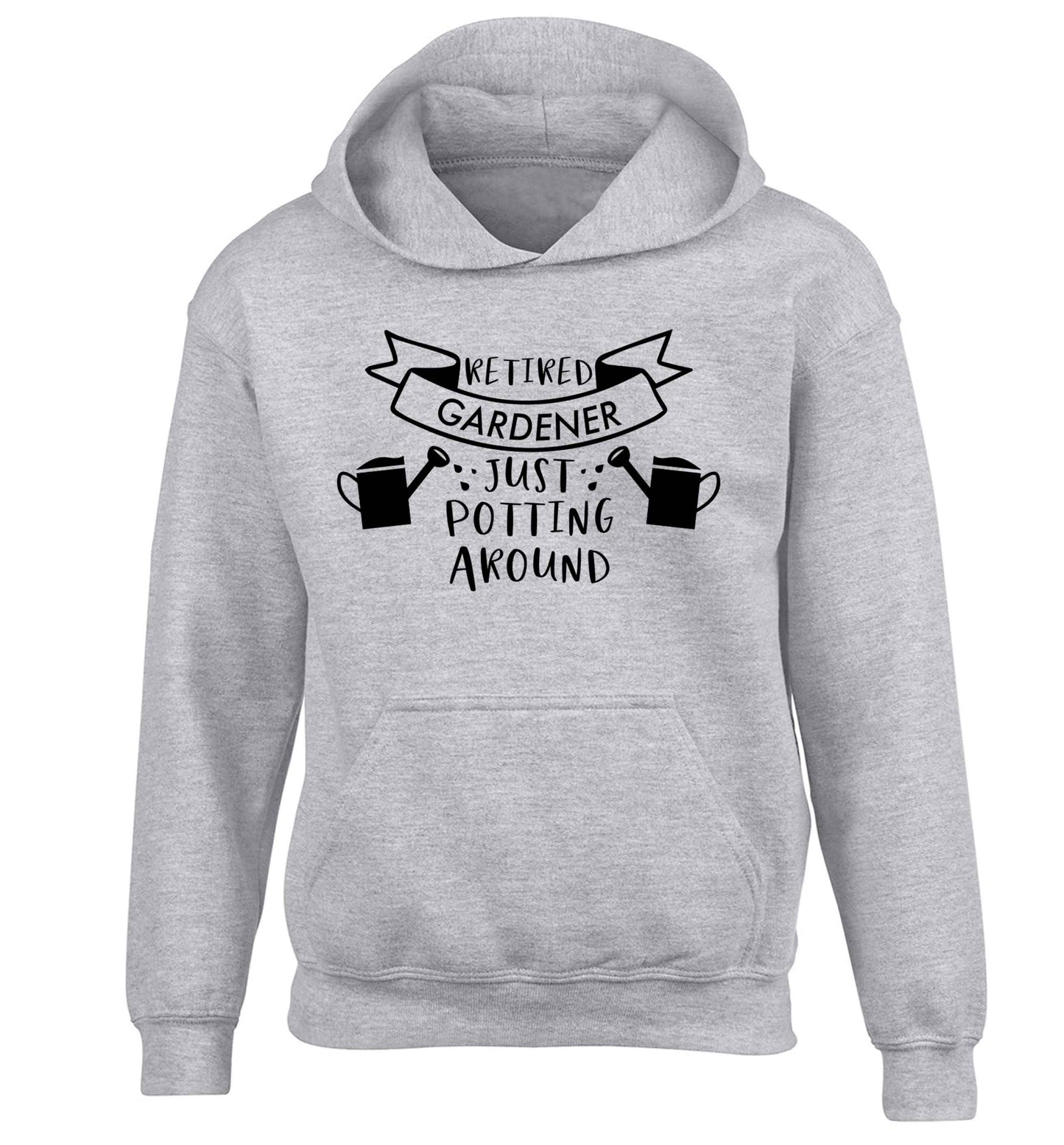 Retired gardener just potting around children's grey hoodie 12-13 Years