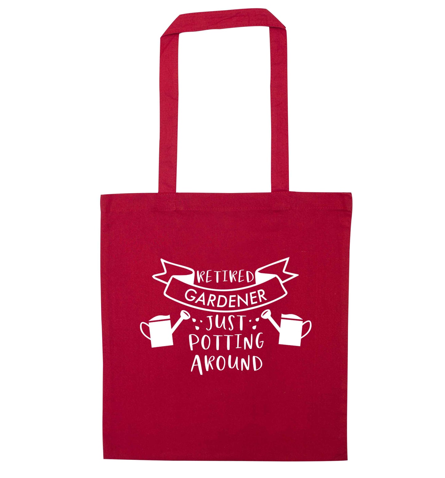 Retired gardener just potting around red tote bag