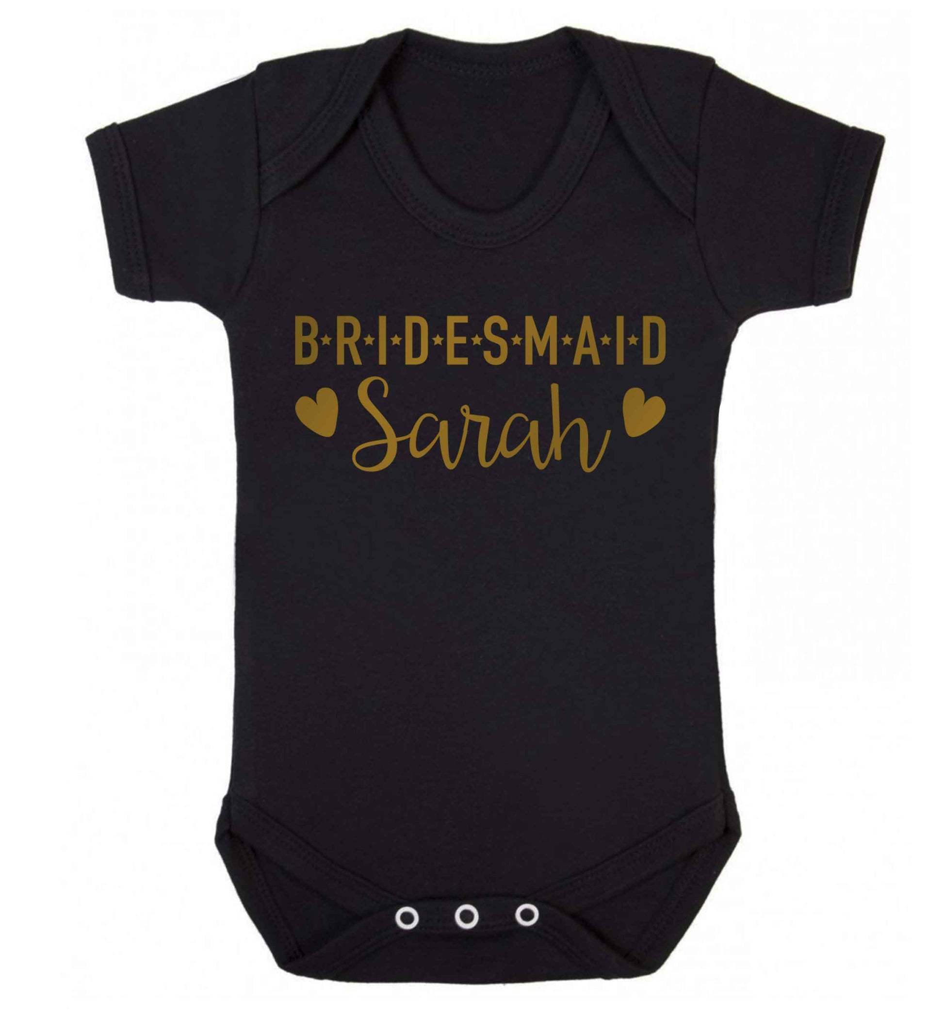 Personalised bridesmaid Baby Vest black 18-24 months