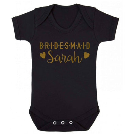 Personalised bridesmaid Baby Vest black 18-24 months