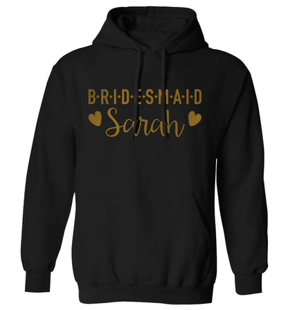 Personalised bridesmaid adults unisex black hoodie 2XL