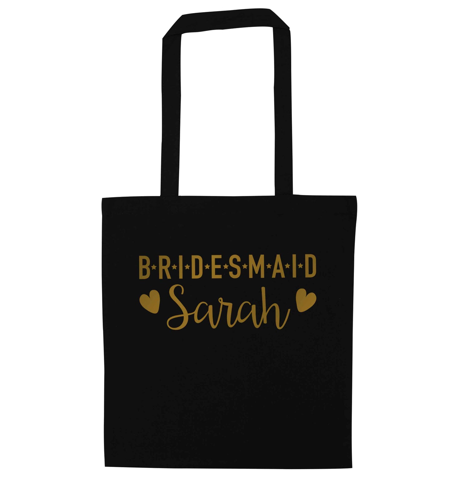 Personalised bridesmaid black tote bag