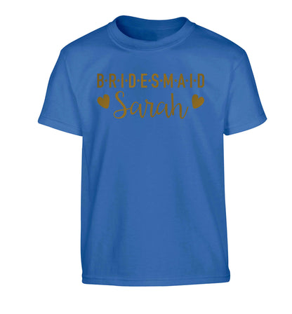 Personalised bridesmaid Children's blue Tshirt 12-13 Years