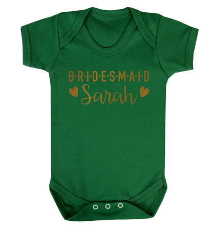 Personalised bridesmaid Baby Vest green 18-24 months