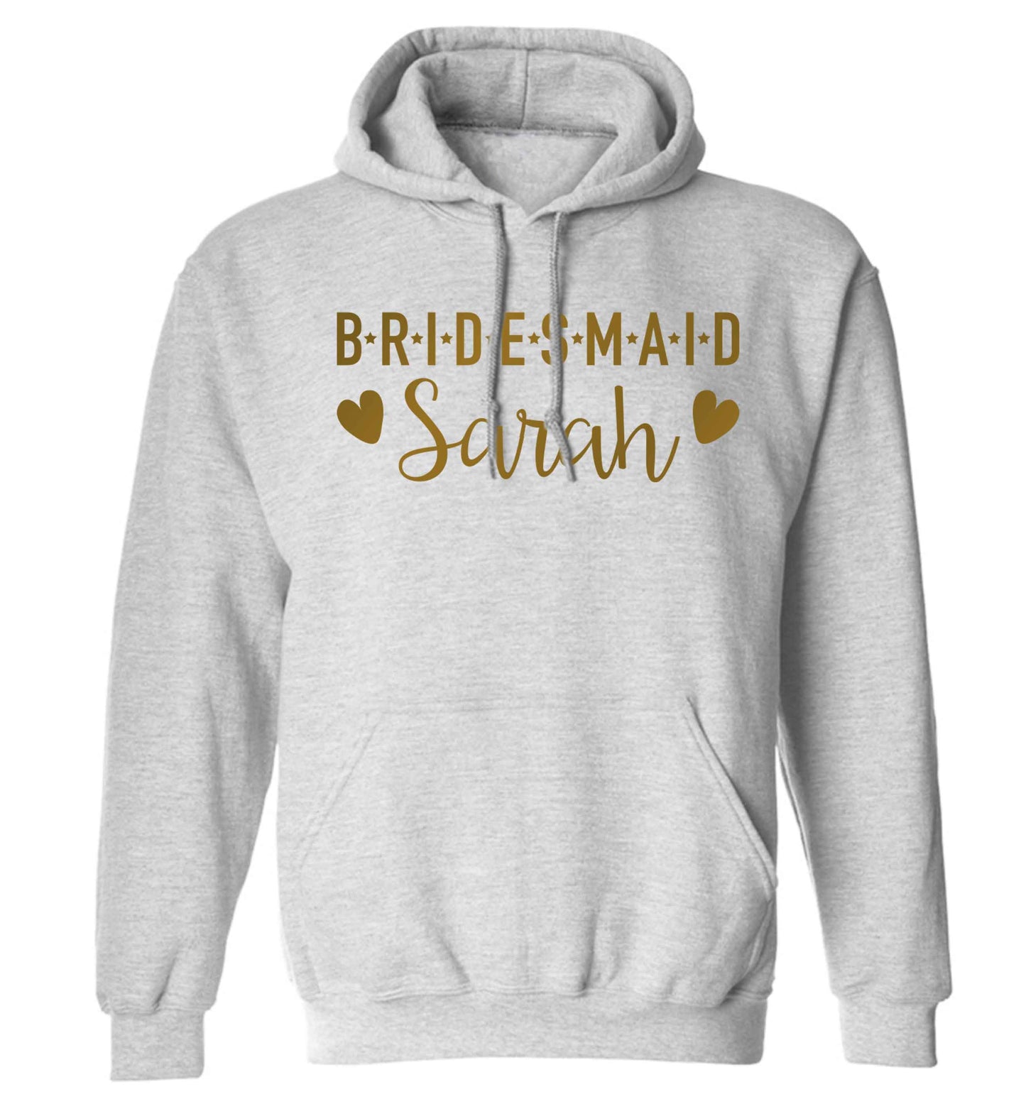 Personalised bridesmaid adults unisex grey hoodie 2XL