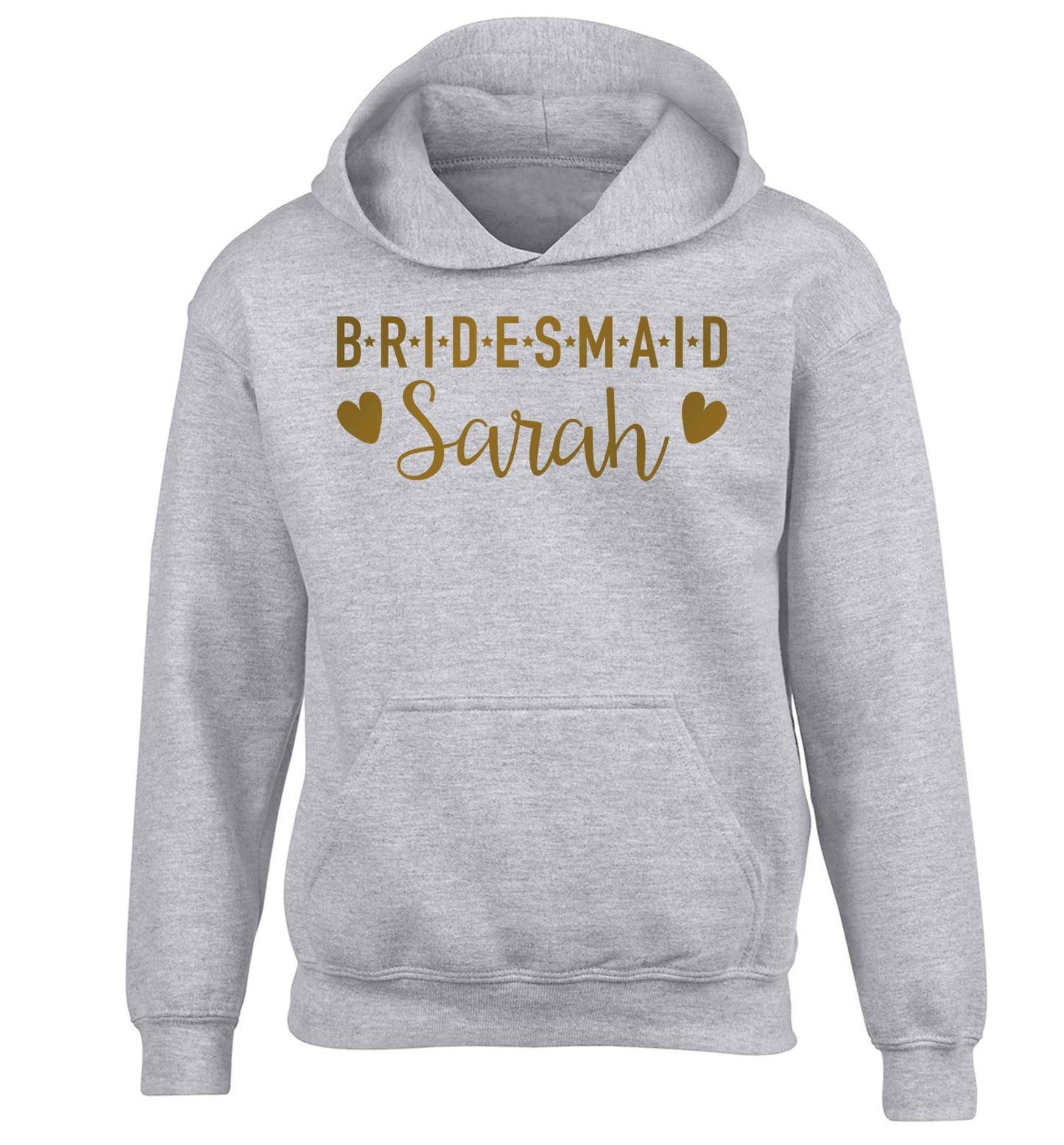 Personalised bridesmaid children's grey hoodie 12-13 Years