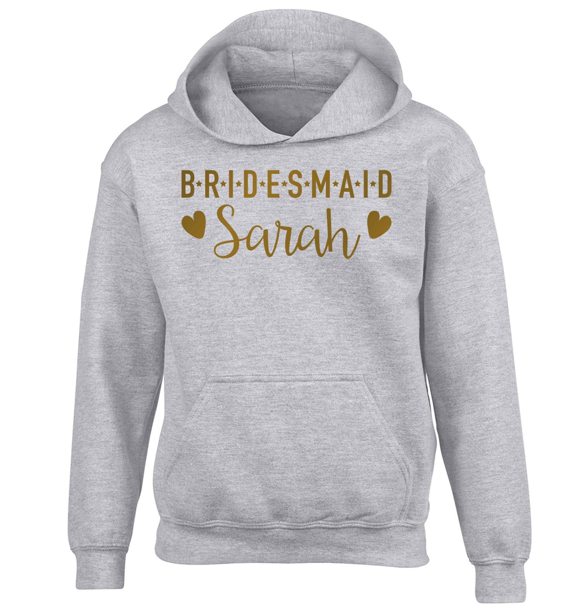 Personalised bridesmaid children's grey hoodie 12-13 Years