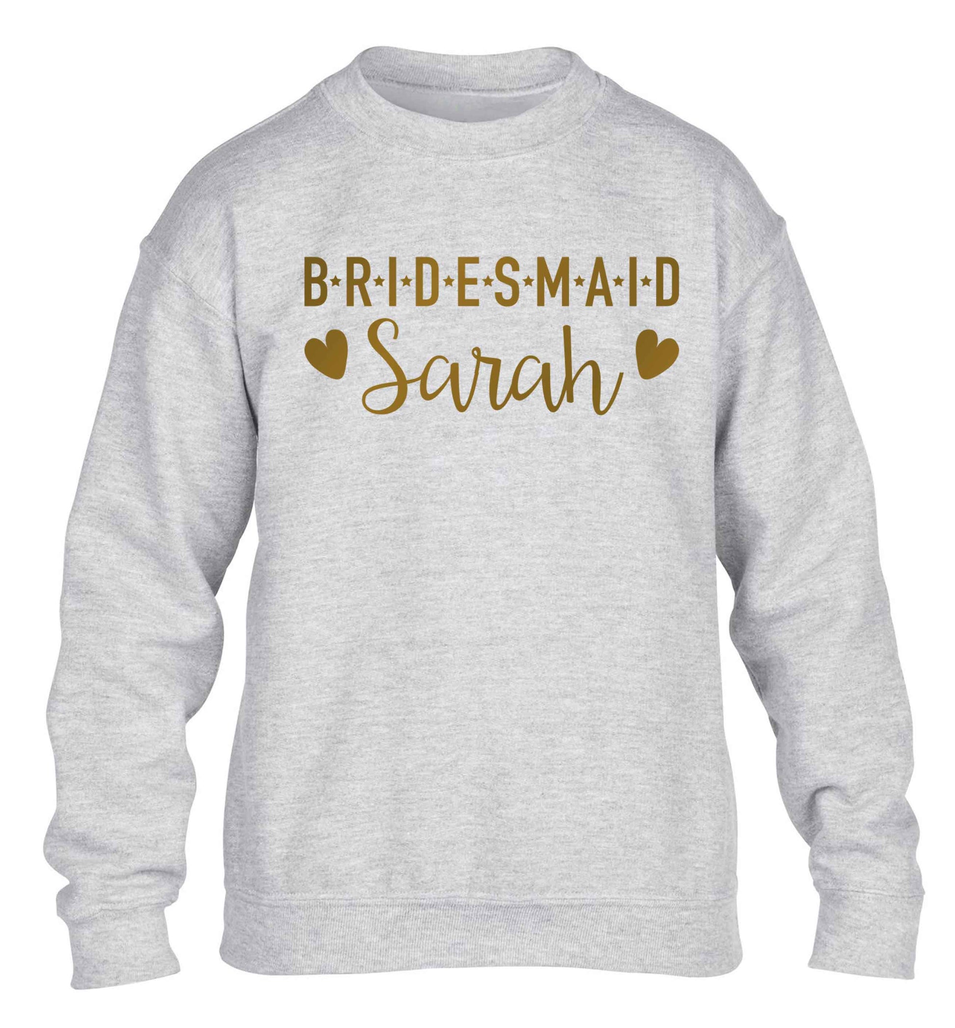Personalised bridesmaid children's grey sweater 12-13 Years