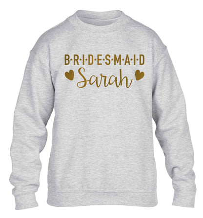 Personalised bridesmaid children's grey sweater 12-13 Years