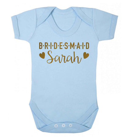 Personalised bridesmaid Baby Vest pale blue 18-24 months
