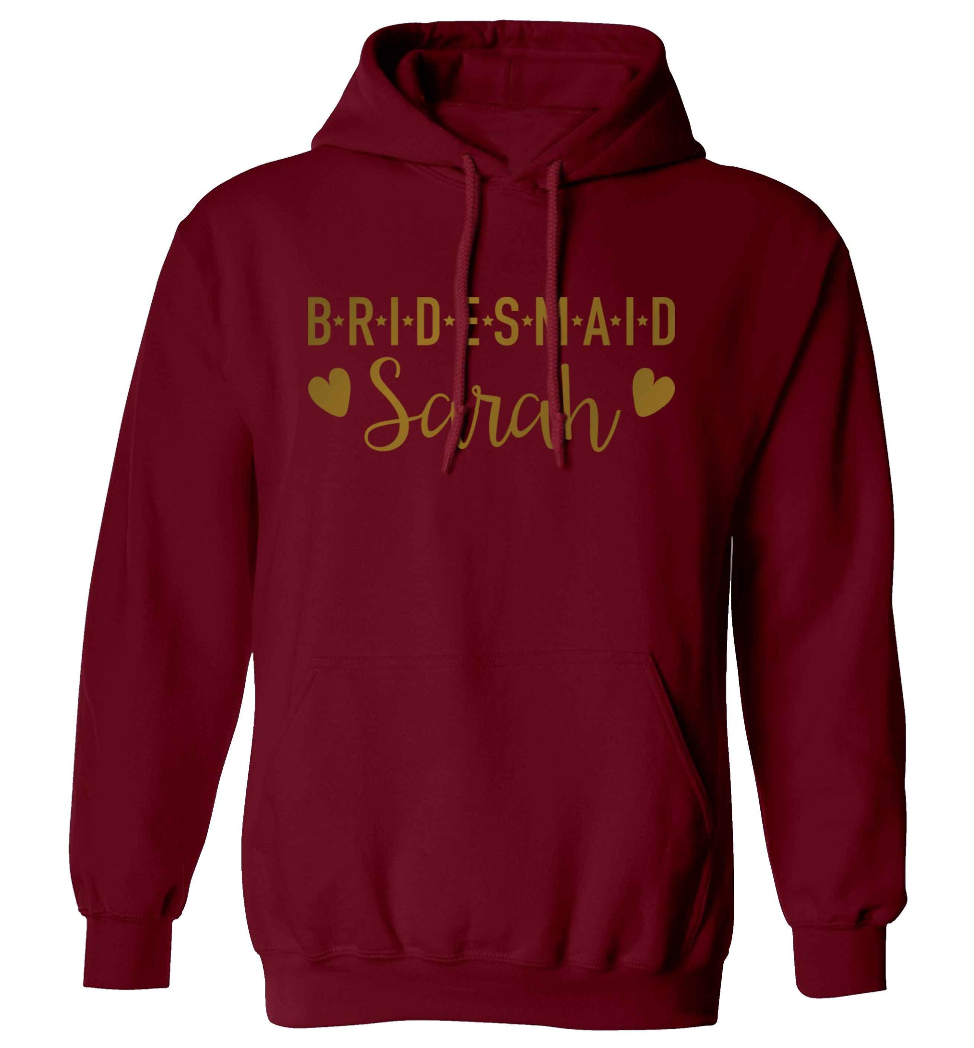 Personalised bridesmaid adults unisex maroon hoodie 2XL